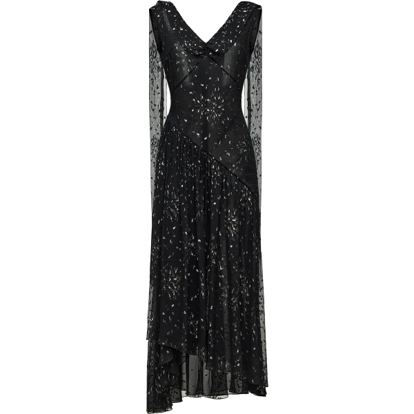 Ulyana Sergeenko Chiffon midi dress with sparkling lurex - Ulyana Sergeenko Corset Dress - Russian Couture - Shop at Luxury Shoes 
