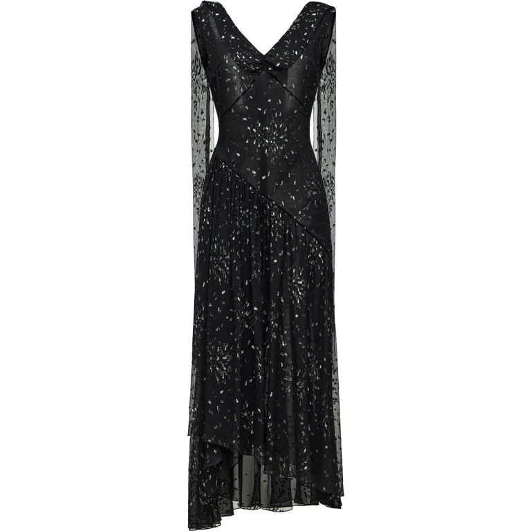 Ulyana Sergeenko Chiffon midi dress with sparkling lurex - Ulyana Sergeenko Corset Dress - Russian Couture - Shop at Luxury Shoes 
