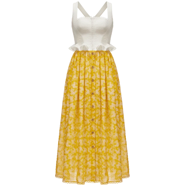 Ulyana Sergeenko Cotton and linen dress with a signature animal print - Ulyana Sergeenko Corset Dress - Russian Couture - Shop at Luxury Shoes 