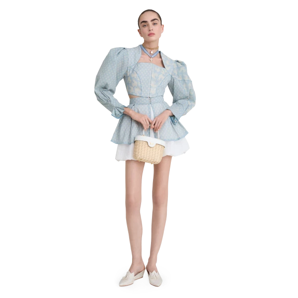 Ulyana Sergeenko Cotton blouse with a signature floral and animal prints - Ulyana Sergeenko Corset Dress - Russian Couture - Shop at Luxury Shoes 