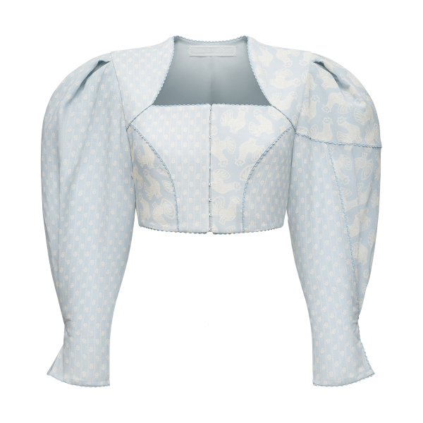 Ulyana Sergeenko Cotton blouse with a signature floral and animal prints - Ulyana Sergeenko Corset Dress - Russian Couture - Shop at Luxury Shoes 