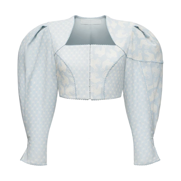 Ulyana Sergeenko Cotton blouse with a signature floral and animal prints - Ulyana Sergeenko Corset Dress - Russian Couture - Shop at Luxury Shoes 