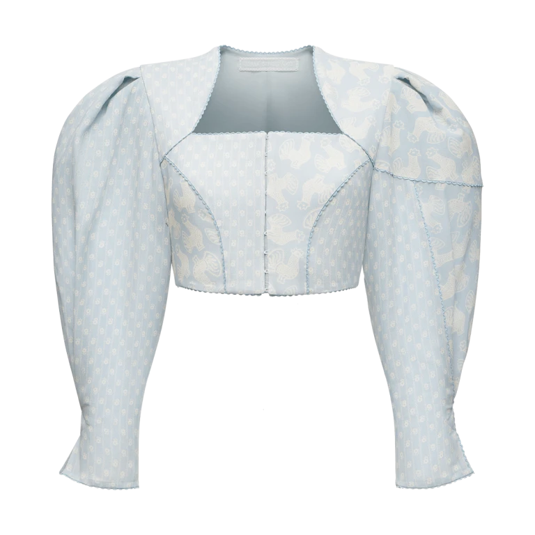 Ulyana Sergeenko Cotton blouse with a signature floral and animal prints - Ulyana Sergeenko Corset Dress - Russian Couture - Shop at Luxury Shoes 