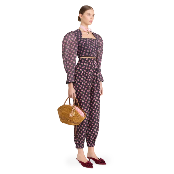 Ulyana Sergeenko Cotton blouse with a signature floral print - Ulyana Sergeenko Corset Dress - Russian Couture - Shop at Luxury Shoes 