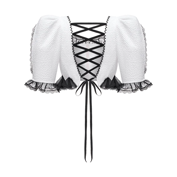 Ulyana Sergeenko Cotton blouse with organza trim - Ulyana Sergeenko Corset Dress - Russian Couture - Shop at Luxury Shoes 