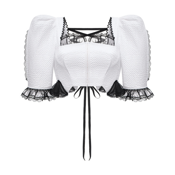 Ulyana Sergeenko Cotton blouse with organza trim - Ulyana Sergeenko Corset Dress - Russian Couture - Shop at Luxury Shoes 