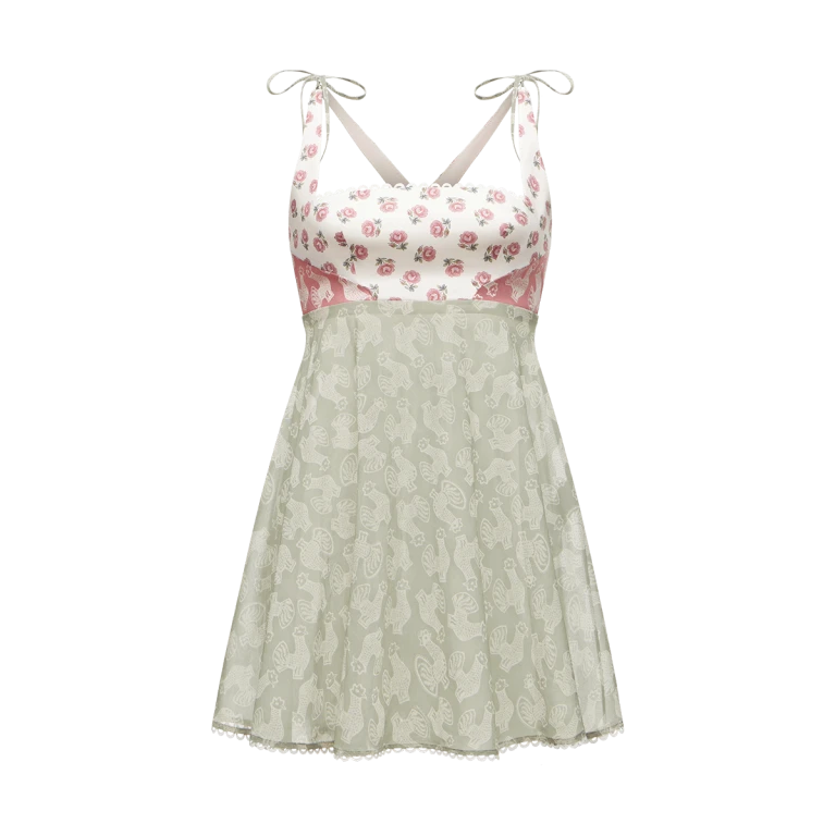 Ulyana Sergeenko Cotton dress in signature floral and animal prints - Ulyana Sergeenko Corset Dress - Russian Couture - Shop at Luxury Shoes 