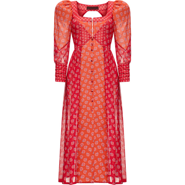 Ulyana Sergeenko Cotton dress in signature floral print - Ulyana Sergeenko Corset Dress - Russian Couture - Shop at Luxury Shoes 