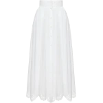 Ulyana Sergeenko Cotton midi skirt with floral embroidery and lace trim - Ulyana Sergeenko Corset Dress - Russian Couture - Shop at Luxury Shoes 