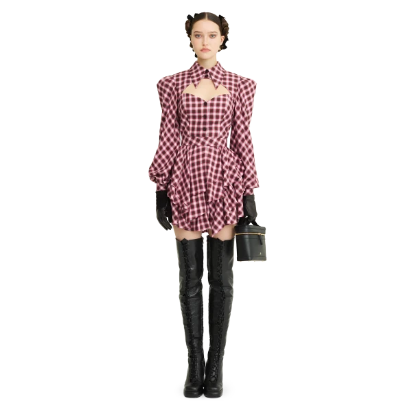 Ulyana Sergeenko Flannel dress - Ulyana Sergeenko Corset Dress - Russian Couture - Shop at Luxury Shoes 
