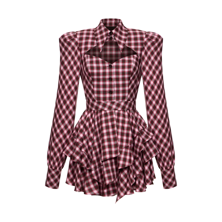 Ulyana Sergeenko Flannel dress - Ulyana Sergeenko Corset Dress - Russian Couture - Shop at Luxury Shoes 