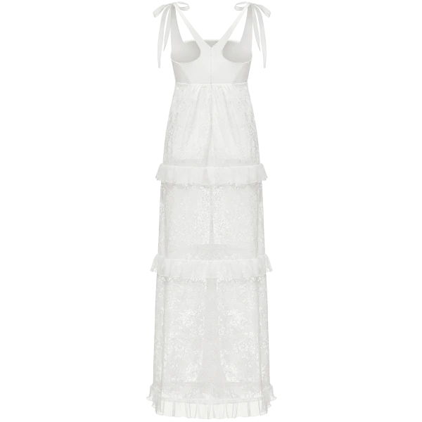 Ulyana Sergeenko Full-length dress with signature floral lace and silk base - Ulyana Sergeenko Corset Dress - Russian Couture - Shop at Luxury Shoes 