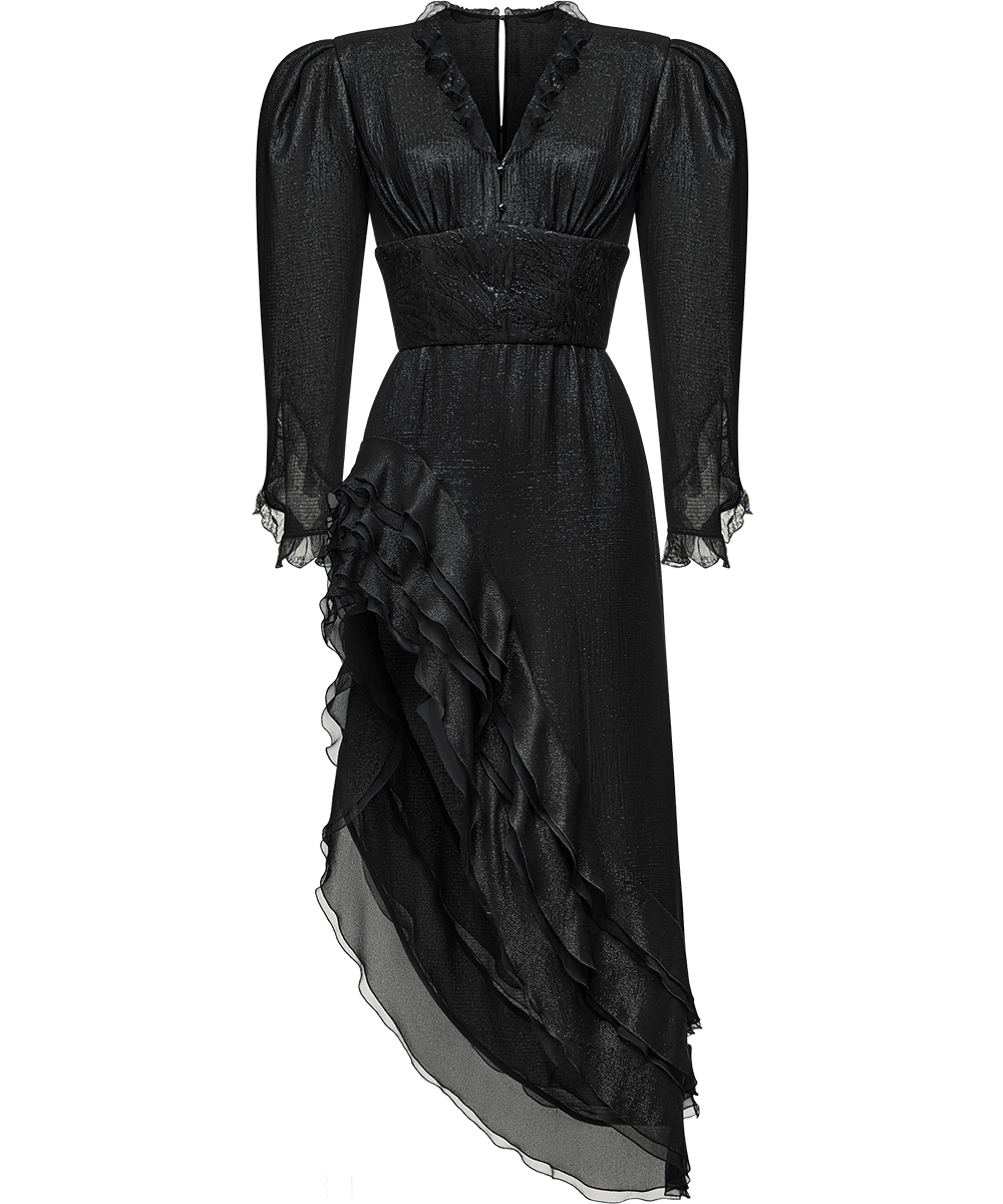Ulyana Sergeenko Georgette midi dress with flounces