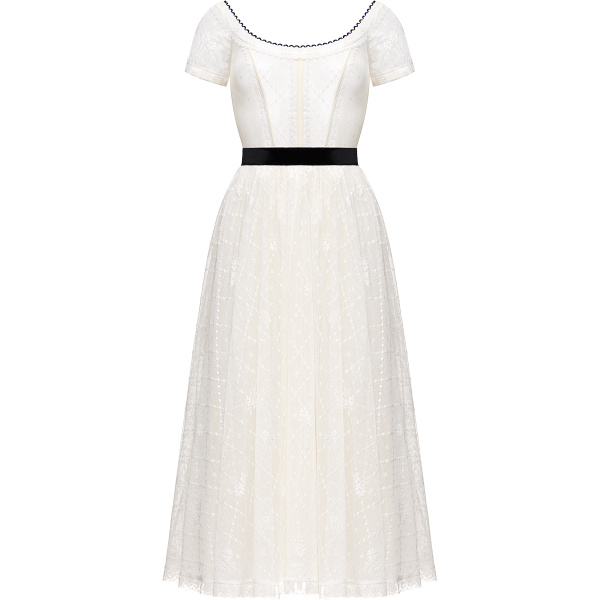 Ulyana Sergeenko Lace dress with an apron - Ulyana Sergeenko Corset Dress - Russian Couture - Shop at Luxury Shoes 