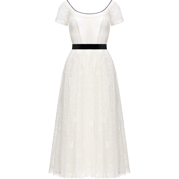 Ulyana Sergeenko Lace dress with an apron - Ulyana Sergeenko Corset Dress - Russian Couture - Shop at Luxury Shoes 