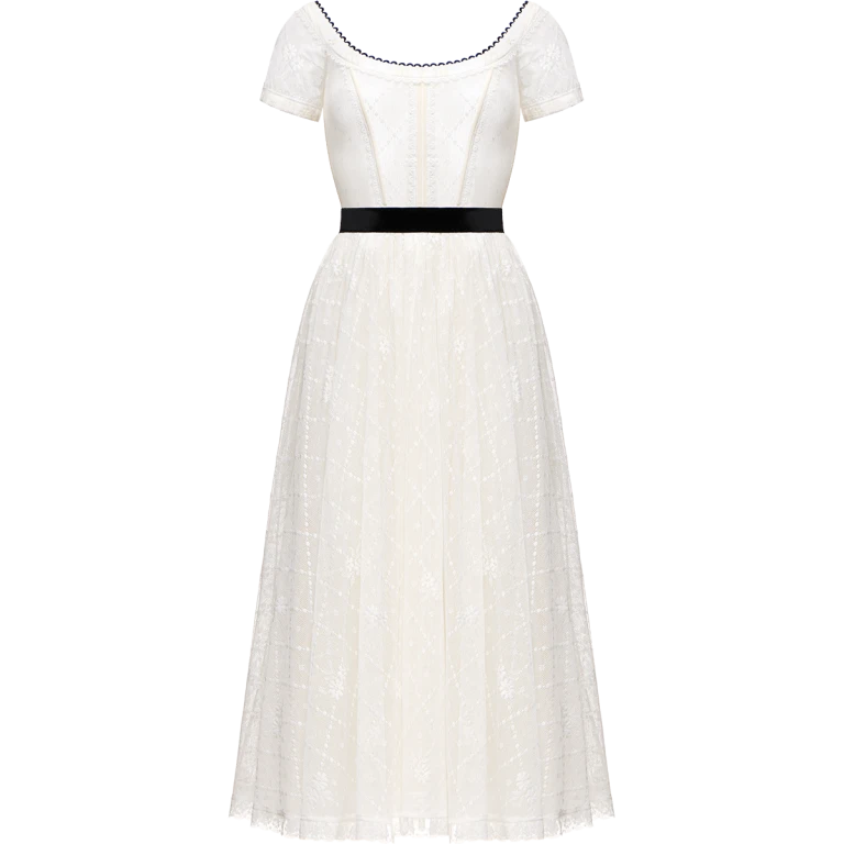 Ulyana Sergeenko Lace dress with an apron - Ulyana Sergeenko Corset Dress - Russian Couture - Shop at Luxury Shoes 