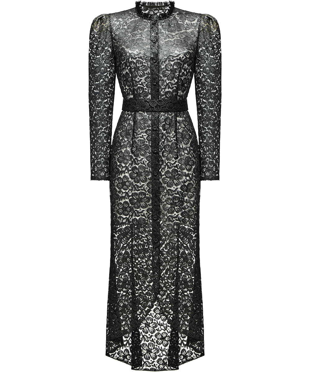 Ulyana Sergeenko Lace midi dress with floral patterns