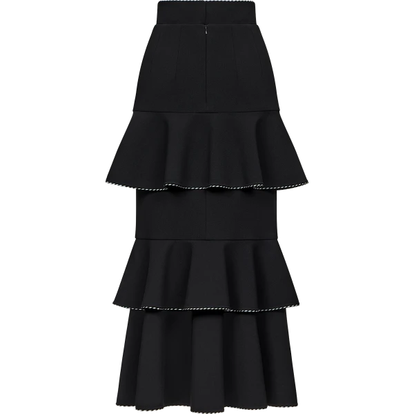 Ulyana Sergeenko Midi skirt with ruffles made of wool - Ulyana Sergeenko Corset Dress - Russian Couture - Shop at Luxury Shoes 
