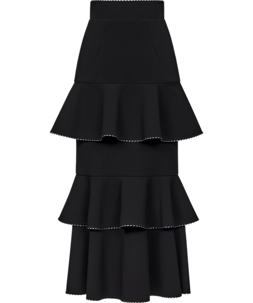 Ulyana Sergeenko Midi skirt with ruffles made of wool - Ulyana Sergeenko Corset Dress - Russian Couture - Shop at Luxury Shoes 