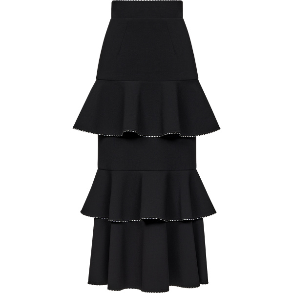 Ulyana Sergeenko Midi skirt with ruffles made of wool - Ulyana Sergeenko Corset Dress - Russian Couture - Shop at Luxury Shoes 