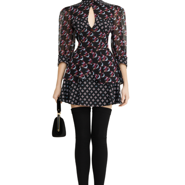 Ulyana Sergeenko Mini skirt made of silk with a signature print, view 2
