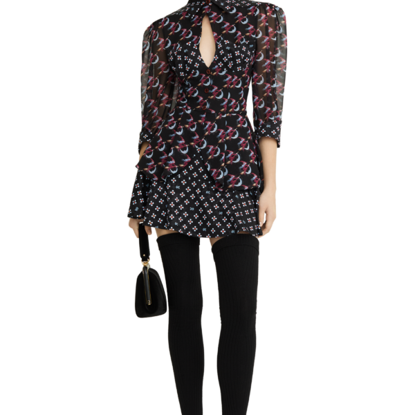 Ulyana Sergeenko Mini skirt made of silk with a signature print, view 3