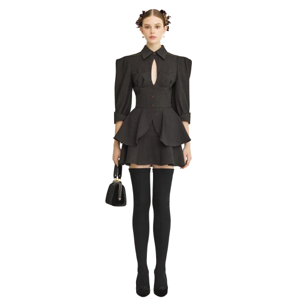 Ulyana Sergeenko Mini skirt made of wool - Ulyana Sergeenko Corset Dress - Russian Couture - Shop at Luxury Shoes 