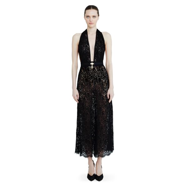 Ulyana Sergeenko Open-back lace midi dress - Ulyana Sergeenko Corset Dress - Russian Couture - Shop at Luxury Shoes 