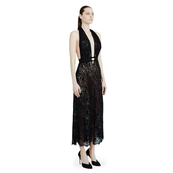 Ulyana Sergeenko Open-back lace midi dress - Ulyana Sergeenko Corset Dress - Russian Couture - Shop at Luxury Shoes 