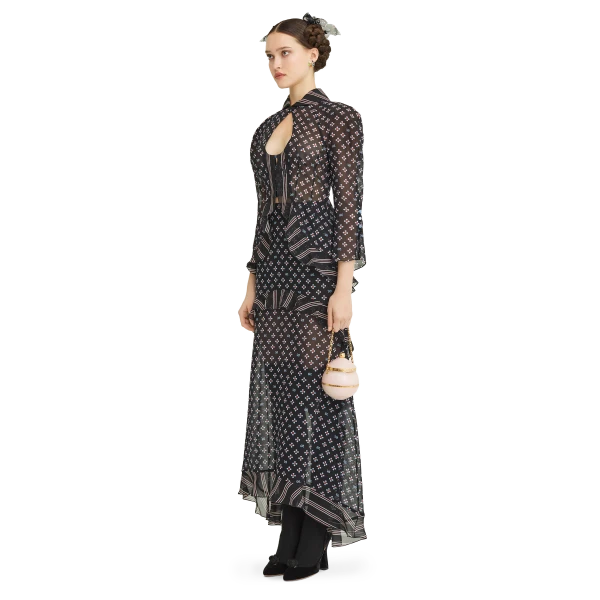 Ulyana Sergeenko Silk blouse with a signature print - Ulyana Sergeenko Corset Dress - Russian Couture - Shop at Luxury Shoes 