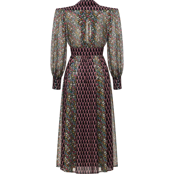 Ulyana Sergeenko Silk chiffon and georgette dress with a signature print - Ulyana Sergeenko Corset Dress - Russian Couture - Shop at Luxury Shoes 