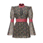 Ulyana Sergeenko Silk chiffon dress with a signature print - Ulyana Sergeenko Corset Dress - Russian Couture - Shop at Luxury Shoes 