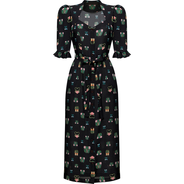 Ulyana Sergeenko Silk dress with a signature print - Ulyana Sergeenko Corset Dress - Russian Couture - Shop at Luxury Shoes 