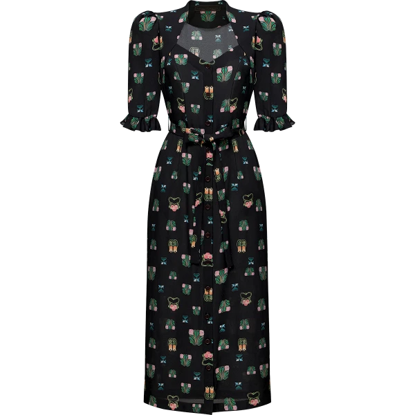 Ulyana Sergeenko Silk dress with a signature print - Ulyana Sergeenko Corset Dress - Russian Couture - Shop at Luxury Shoes 