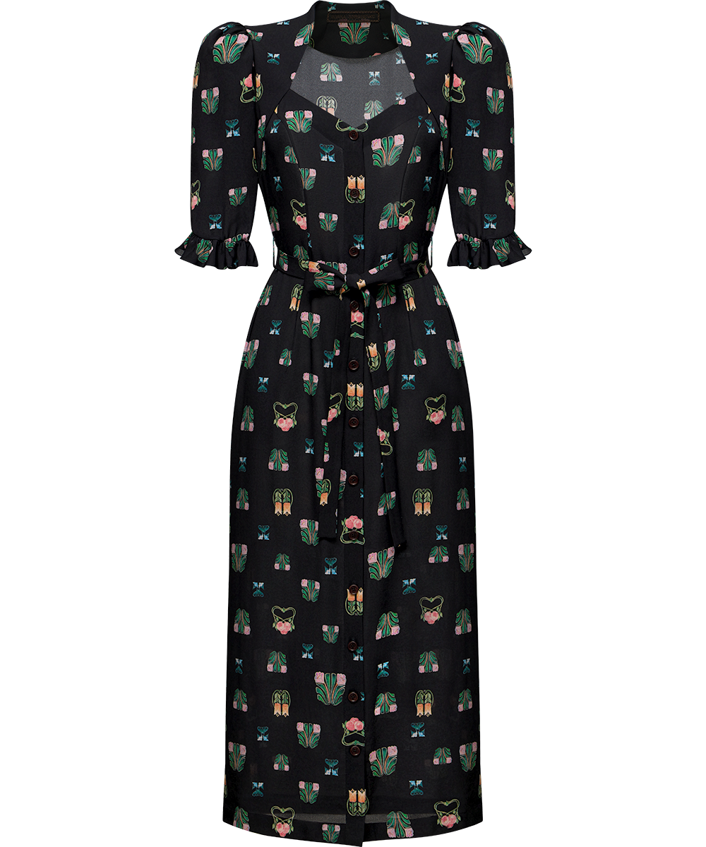 Ulyana Sergeenko Silk dress with a signature print
