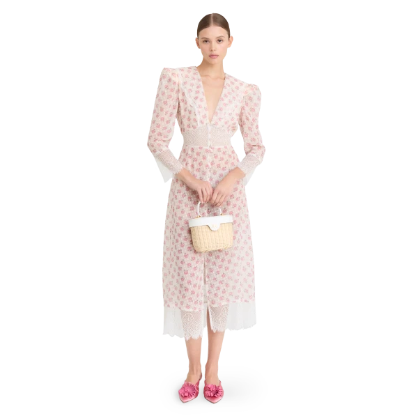 Ulyana Sergeenko Silk dress with signature floral print - Ulyana Sergeenko Corset Dress - Russian Couture - Shop at Luxury Shoes 