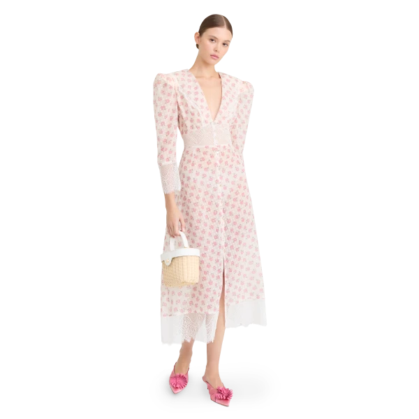Ulyana Sergeenko Silk dress with signature floral print - Ulyana Sergeenko Corset Dress - Russian Couture - Shop at Luxury Shoes 