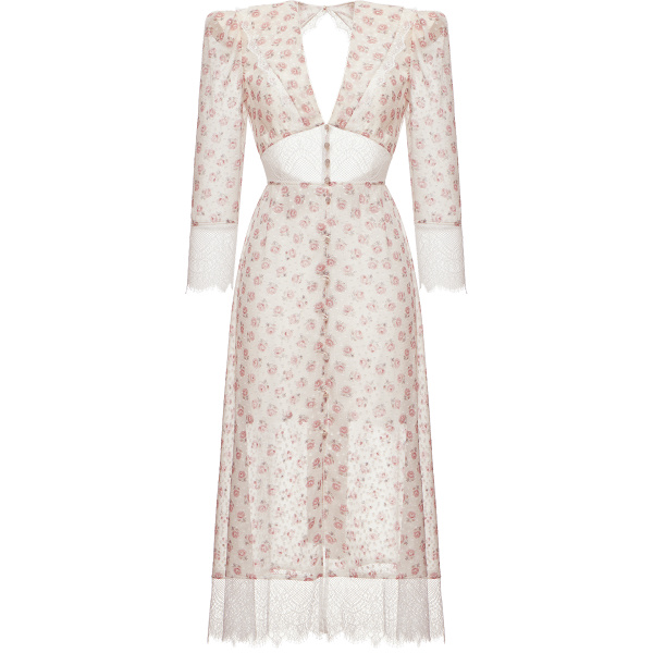 Ulyana Sergeenko Silk dress with signature floral print - Ulyana Sergeenko Corset Dress - Russian Couture - Shop at Luxury Shoes 