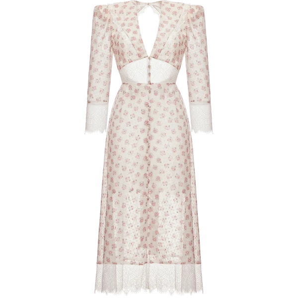 Ulyana Sergeenko Silk dress with signature floral print - Ulyana Sergeenko Corset Dress - Russian Couture - Shop at Luxury Shoes 