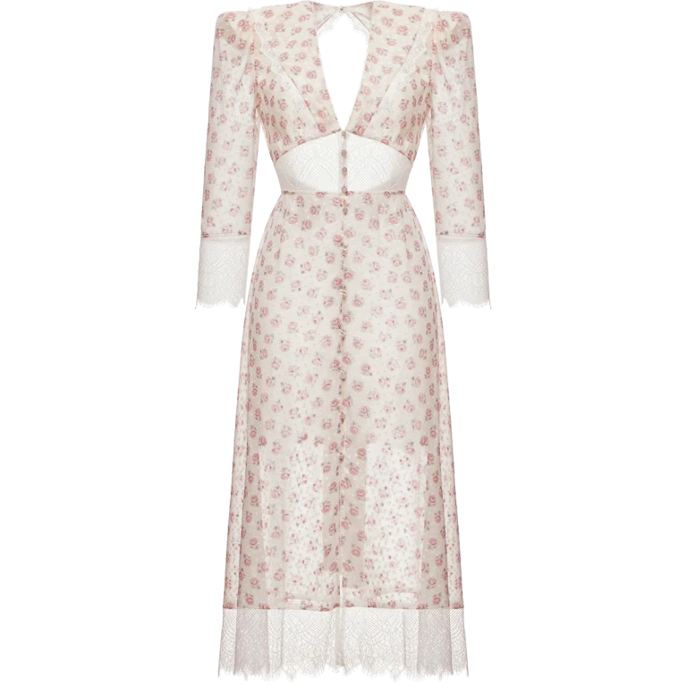 Ulyana Sergeenko Silk dress with signature floral print - Ulyana Sergeenko Corset Dress - Russian Couture - Shop at Luxury Shoes 