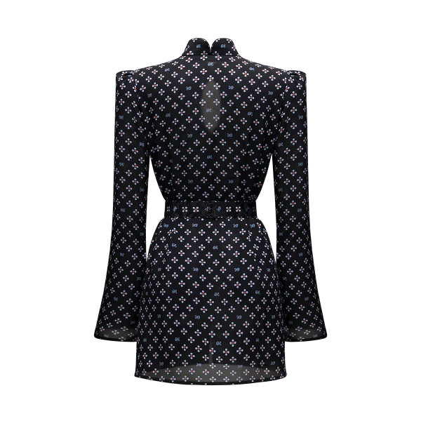 Ulyana Sergeenko Silk georgette dress with a signature print - Ulyana Sergeenko Corset Dress - Russian Couture - Shop at Luxury Shoes 