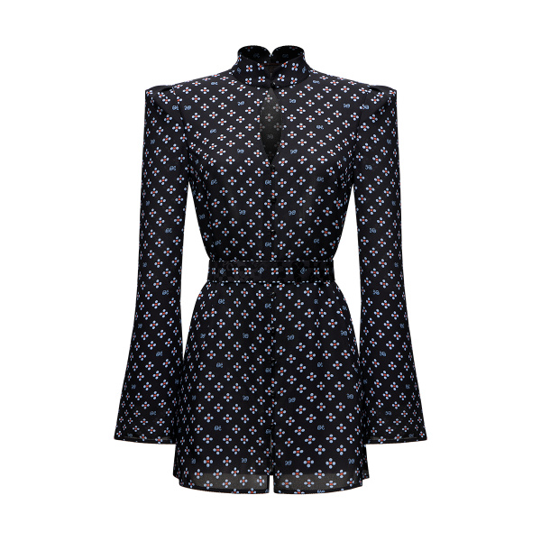 Ulyana Sergeenko Silk georgette dress with a signature print - Ulyana Sergeenko Corset Dress - Russian Couture - Shop at Luxury Shoes 