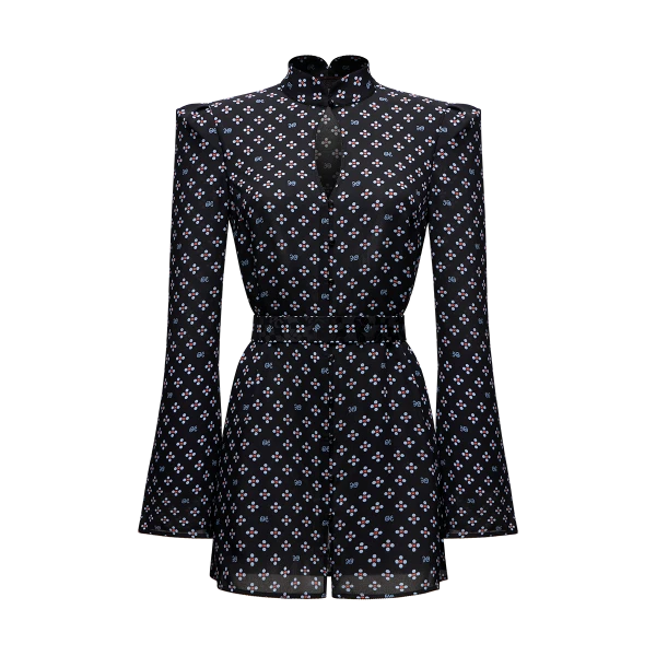 Ulyana Sergeenko Silk georgette dress with a signature print - Ulyana Sergeenko Corset Dress - Russian Couture - Shop at Luxury Shoes 