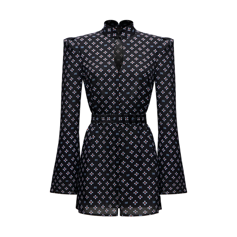 Ulyana Sergeenko Silk georgette dress with a signature print - Ulyana Sergeenko Corset Dress - Russian Couture - Shop at Luxury Shoes 