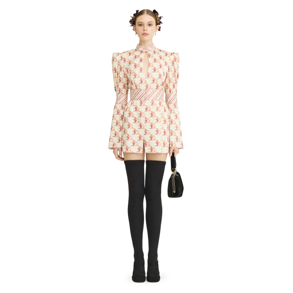 Ulyana Sergeenko Silk jacquard dress with a signature print - Ulyana Sergeenko Corset Dress - Russian Couture - Shop at Luxury Shoes 