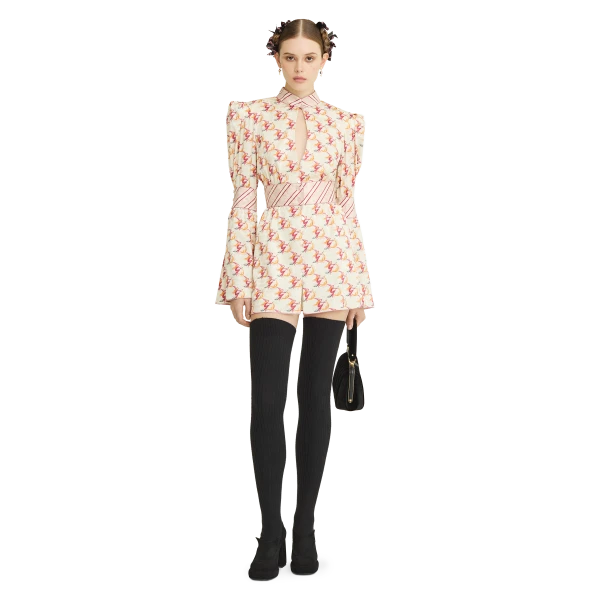 Ulyana Sergeenko Silk jacquard dress with a signature print - Ulyana Sergeenko Corset Dress - Russian Couture - Shop at Luxury Shoes 