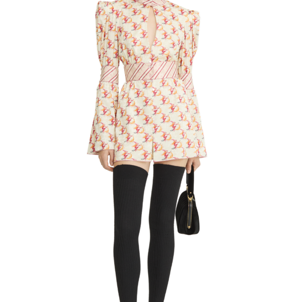 Ulyana Sergeenko Silk jacquard dress with a signature print, view 3