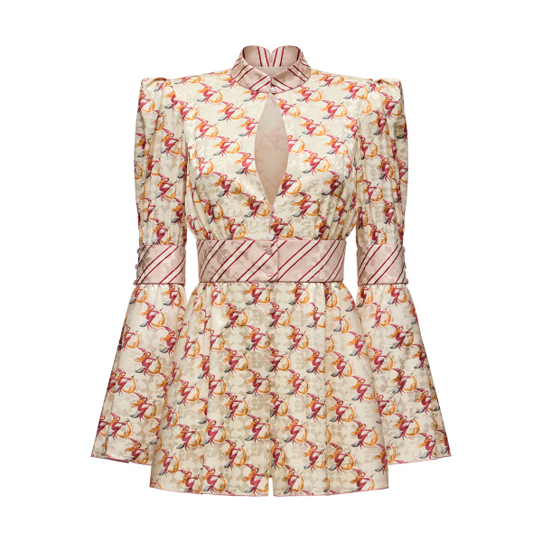 Ulyana Sergeenko Silk jacquard dress with a signature print - Ulyana Sergeenko Corset Dress - Russian Couture - Shop at Luxury Shoes 