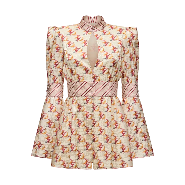 Ulyana Sergeenko Silk jacquard dress with a signature print - Ulyana Sergeenko Corset Dress - Russian Couture - Shop at Luxury Shoes 