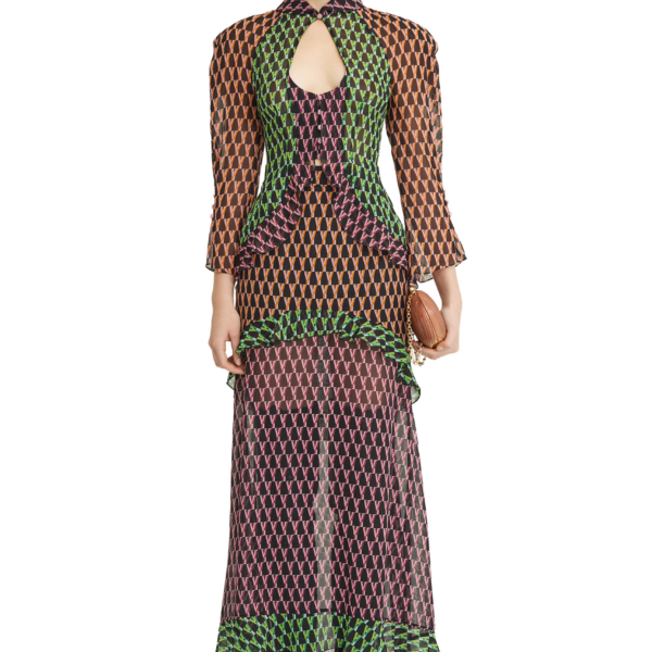 Ulyana Sergeenko Silk midi skirt with a signature print, view 2